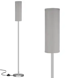 Floor Lamp for Living Room - Pole Lamps for Bedrooms, Silver Standing Lamps with Grey Shade, 65'' Tall Lamp for Office, Minimalist Floor Lamp for Home Decor