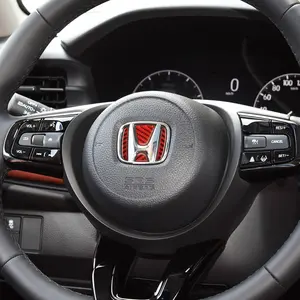 For Honda Civic dio crv fit CR-V Accord Odyssey 1pcs Carbon Emblem Sticker Fiber Car Steering Wheel Trim Sticker Cover Stickers Auto Decorative Decals Interior Accessories