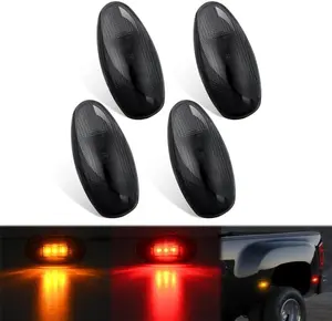 Nilight Fender Side Marker Lights, 4 PCS 3-LED Smoke Lens Red Amber Front Rear Clearance Auto Parts Accessories, Compatible with 2001-2014 Chevy Silverado GMC Sierra 1500 2500HD 3500HD Dual Wheeler Trucks