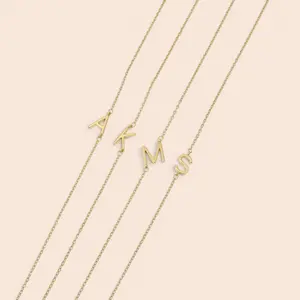 Gold Sideways Initial Letter Necklace