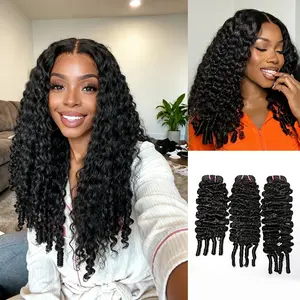 StarHair Burmese Curly 12A Brazilian Raw Virgin Human Hair Bundles Natural Black 100% Unprocessed for Black Women Soft Minimal Tangling Spiral Curly End Weft Extensions