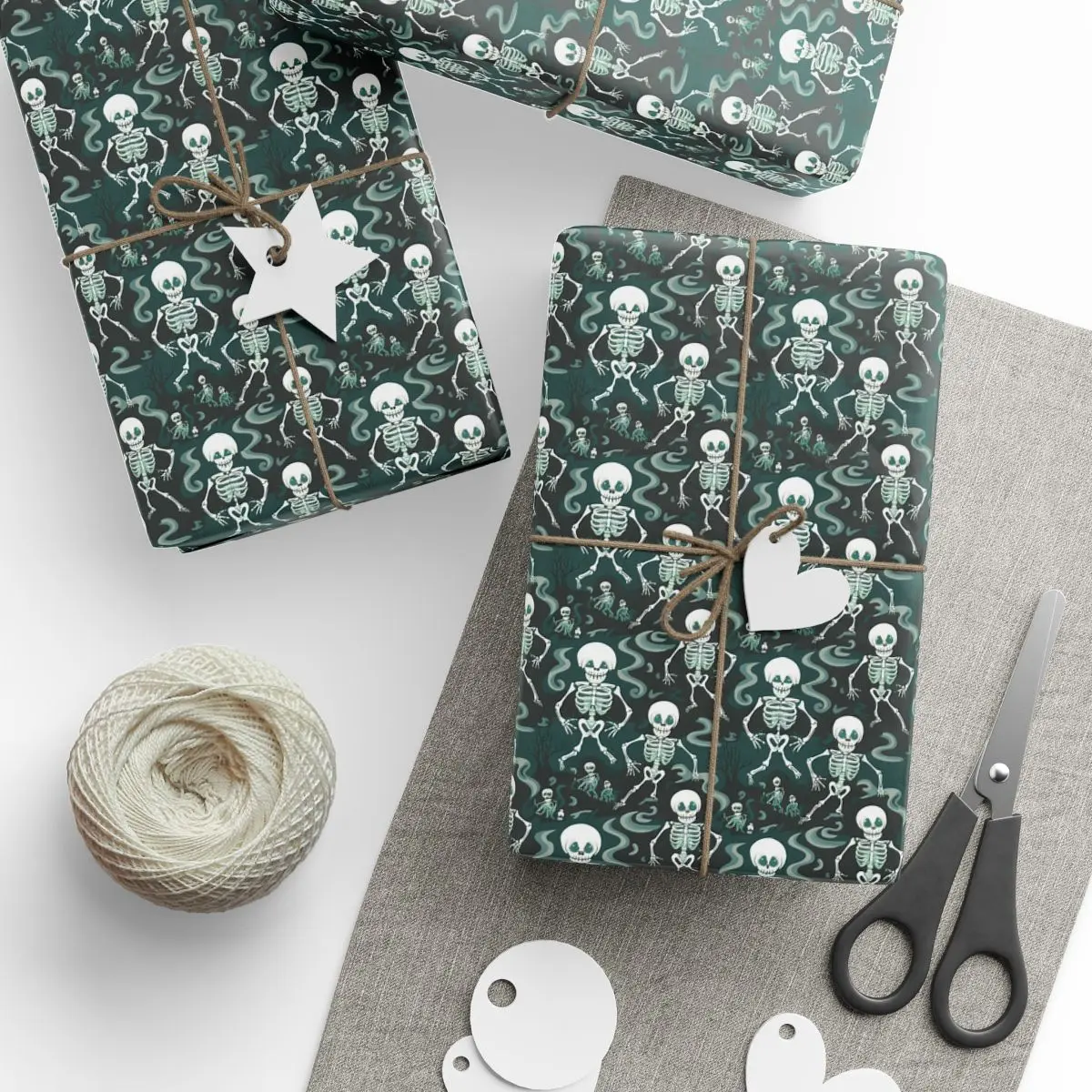 Skull Wrapping Paper, Gothic Gift Wrap, Spooky Present Wrap, Halloween Wrapping Sheets, Creepy Paper Roll