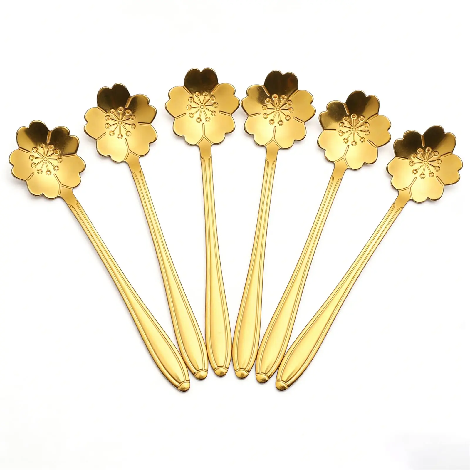 6-Pack Flower-Shaped Mini Condiment Spoon Set, Small Spice Scoops for Seasoning Powder, Dessert Toppings & Kitchen Baking, Cute Multi-Purpose Tiny Serving Tools for Coffee Bar Accessories