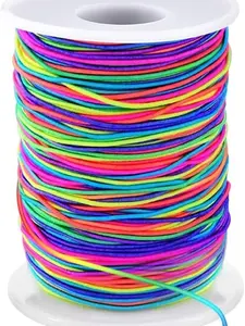 Elastic String for Bracelets, 1mm x 330 Feet Sturdy Rainbow Elastic Cord for Jewelry Making, Necklaces, Beading and Crafts