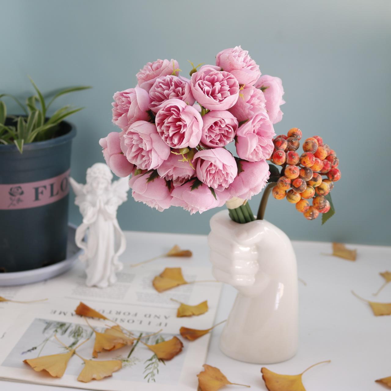 27 Heads Artificial Rose Peony Flowers Bridal Bouquet for Home Party Table DIY Decor Fake Flowers Wedding Decoration Flowers