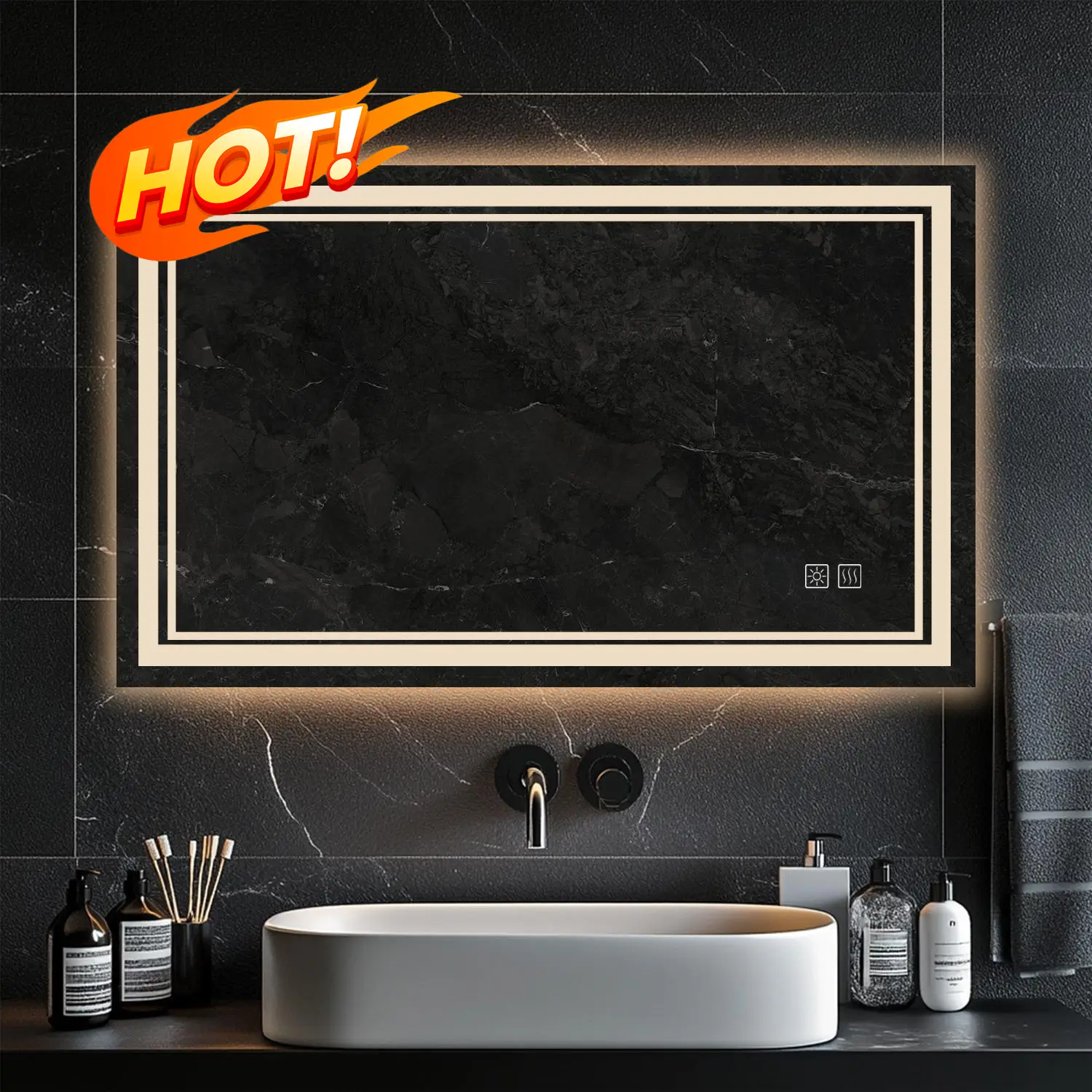 60"x28" LED Bathroom Vanity Mirror Anti-Fog, Over Sink Bathroom Mirror, Dimmable Makeup Mirror with Touch Control, 3-Color Options, Wall Mounted, Defo