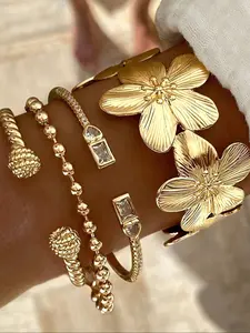 Women's Elegant Flower Bracelet, Perfect Gift for Christmas Halloween Valentine's Day, Daily Wear Jewelry for Women