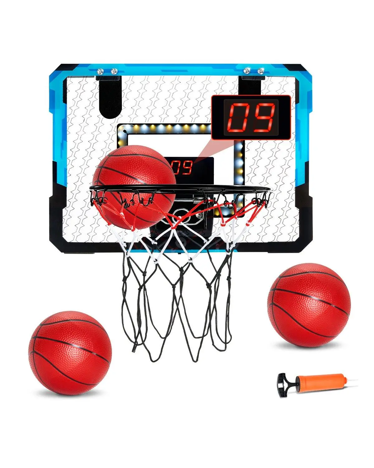 【SummerFinds】VEVOR Kids Basketball Hoop with LED Lights & Audio Scoreboard Indoor Basketball Hoop, Hoop Basketballs