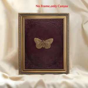 Butterfly Pattern Print Poster, Embroidered Canvas Art, Bedroom Decor, Living Room Decor, Gift, Unframed, Model_xinghao