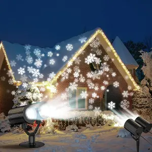 Double Snowflake Christmas Projector Lights Outdoor for Festive Holiday Decor, , Realistic Snowflake , Plug-in, Wide Illumination Area, Outdoor/Indoor