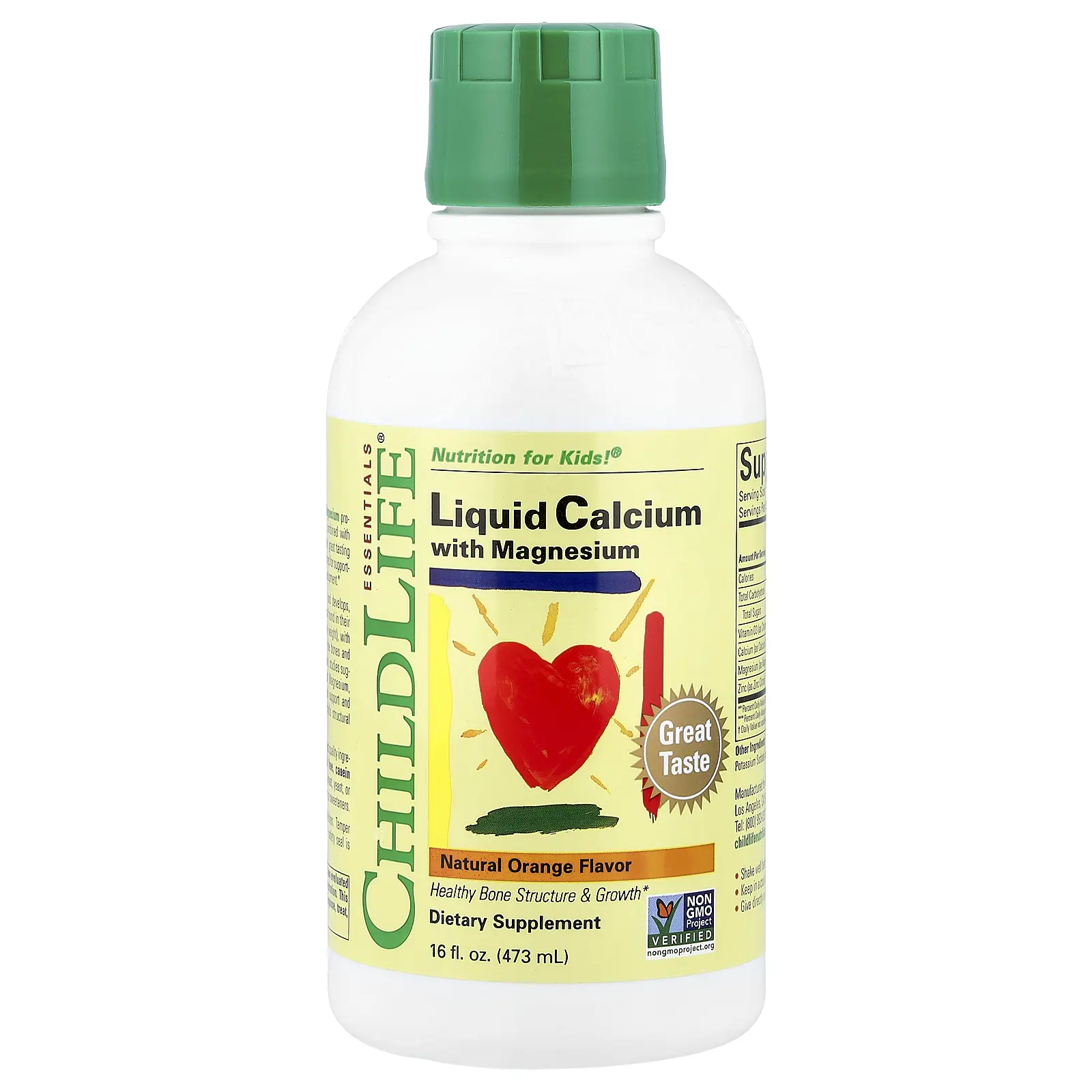ChildLife Essentials Essentials, Liquid Calcium with Magnesium, Natural Orange, 16 fl oz (473 ml)