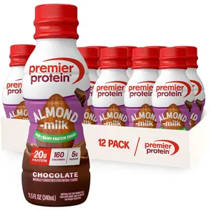 Premier Protein Almondmilk Non-Dairy Protein Shake 20g Plant-Based Protein 5g Sugar 11.5 Fl Oz Chocolate 12 Count
