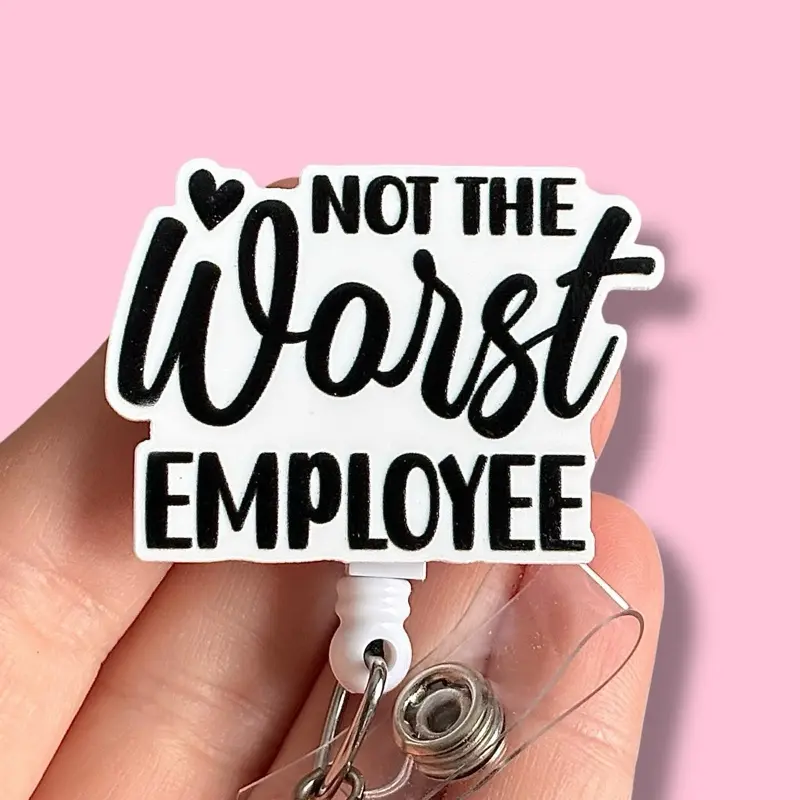 Glitter My Badge Not the worst employee badge reel for nurse and hospital workers. Badge clip Badge pull - Retractable swivel clip with a 360 rotation. Great gift for coworker.