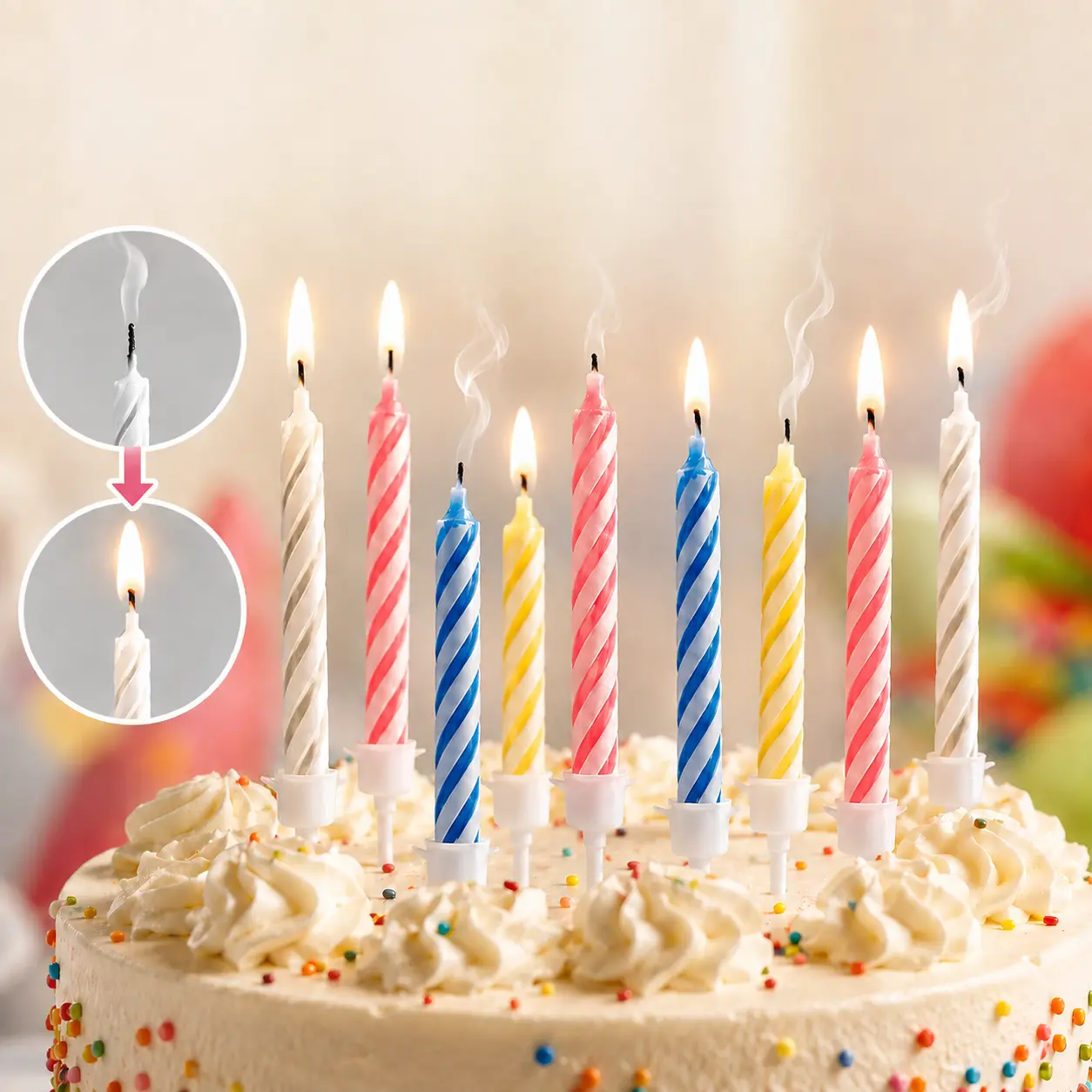20 Pack Trick Relighting Candles, Funny Cake Candles Cake Candles, Prank Novelty Candle for Birthday Party