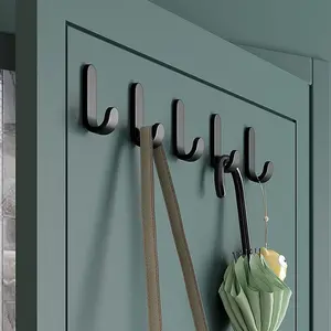 6pcs Non-perforated Strong Hook Load-bearing Door, Back Wall, Bathroom Kitchen Hook - Bathroom Organizer Perfect for Organizing Keys, Clothes, Towels & More! Bathroom Organizing Accessories