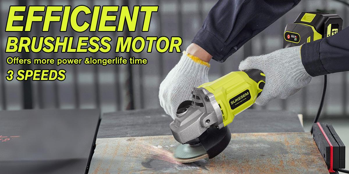 Rechargeable angle grinder, cordless polishing machine, equipped with ion battery, fast charger and complete accessories. Suitable for wood, metal, plastic, and stone