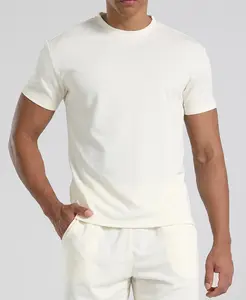 Slim-Fit Ribbed Men's T-Shirt with Crew Neck Design Soft Stretch Fabric Short Sleeve Top Perfect for Casual Daily Wear and Layered Outfits