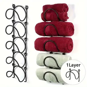 Space-Saving Towel Wine Rack, Easy Install, Versatile And Durable Wrought Iron Wall Organizer For Stylish Home Decoration