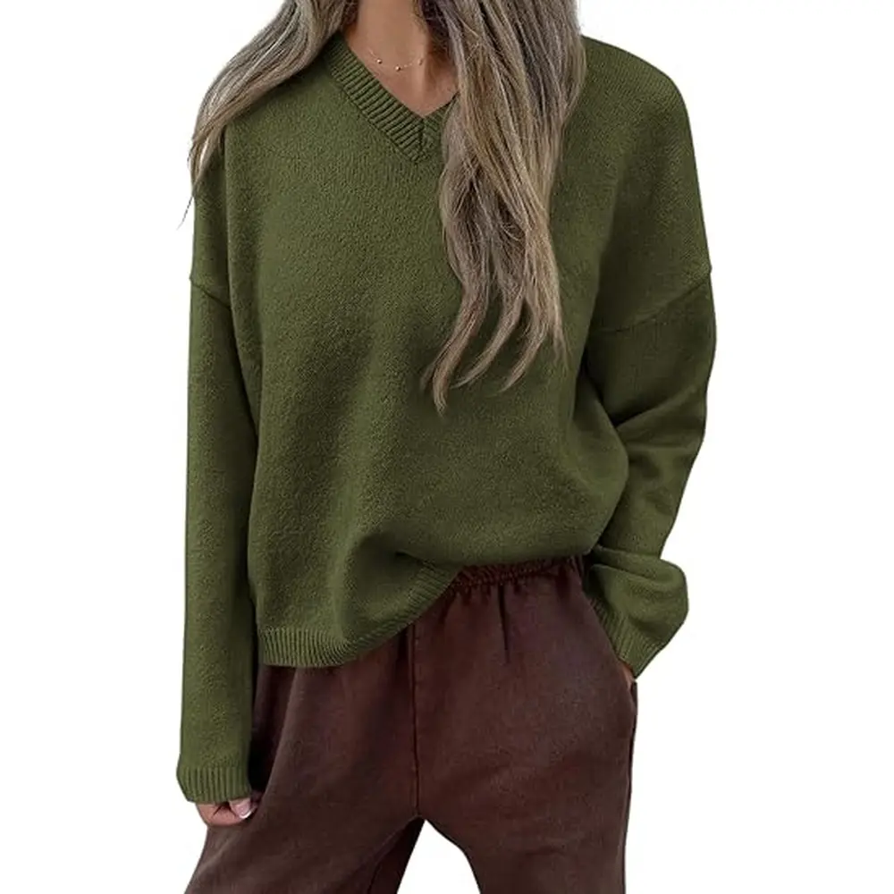 PRETTYGARDEN Women's Cozy Sweaters Fall Fashion V Neck Tops | Soft Stretchy Warm, Chunky Knit Pullover, Loose Fit Long Sleeve Shirts, Dressy Casual Blouses, Trendy Holiday Winter Outfits#SohoChic