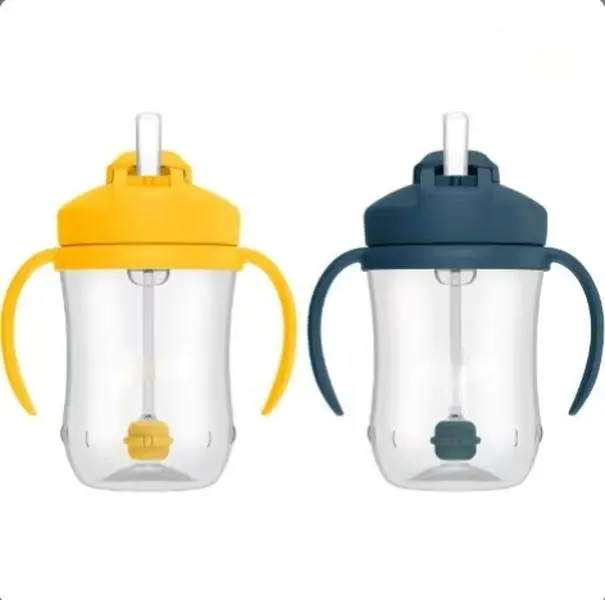 Baby’s First Weighted Straw Training Cup, Dark Blue 270mL No-Spill Sippy Cup, BPA-Free Easy-Grip Cup for 6m+ Babies, Dishwasher Safe Toddler Drinking Cup，Leak-Proof Weighted Straw Sippy Cup，360° Drinking Any Angle Cup，Durable Toddler Transition Cup