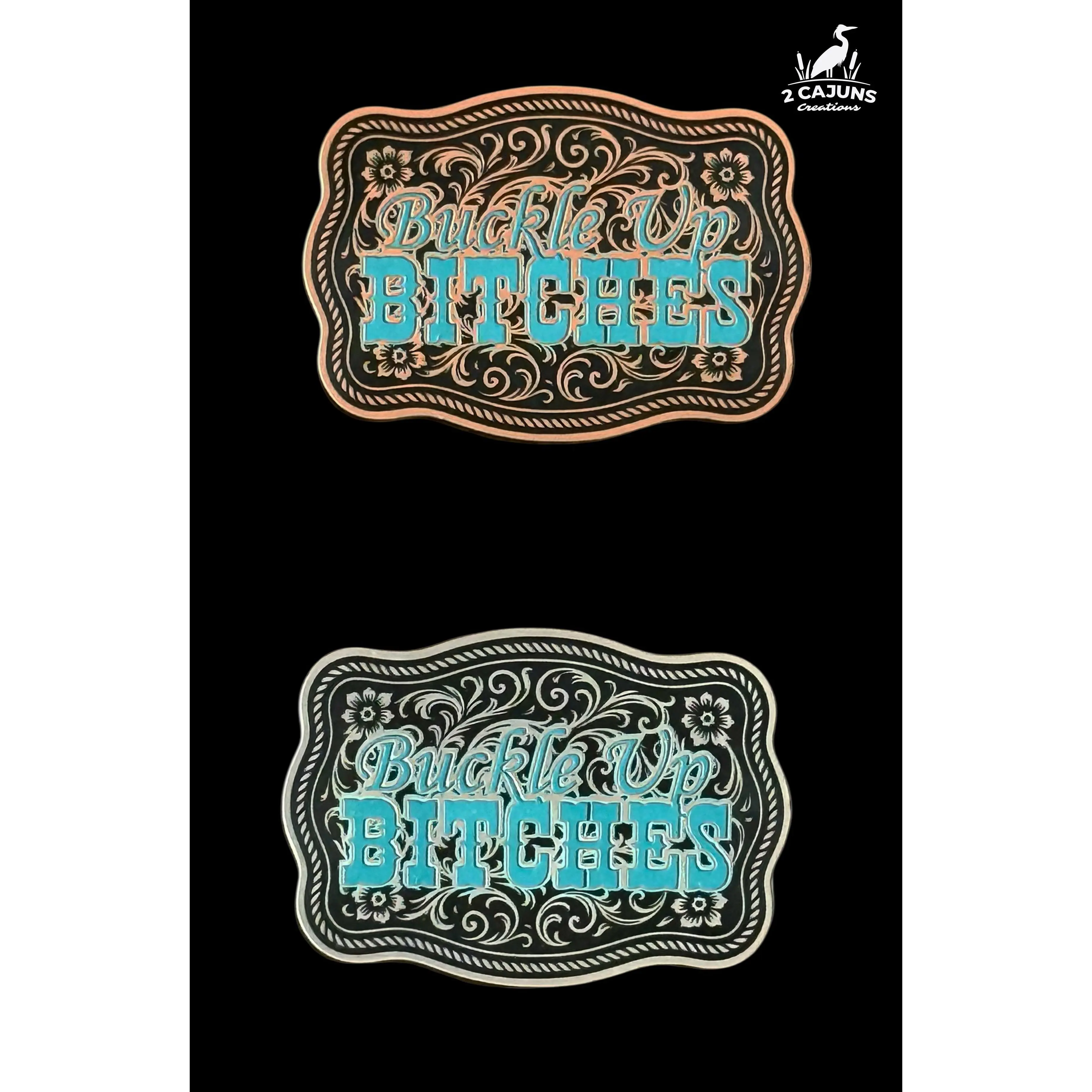 Buckle Up Buckle Western Design Tri-Layer Acrylic Hat Patch
