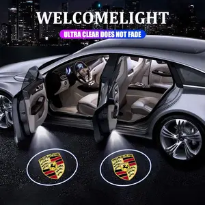 2Pcs Led HD Car Door Projector Lights Welcome Light Auto Logo Projector Lamps For Porsche Panamera Cayenne Taycan 911 718 Macan Carrera-GT 928 944 968