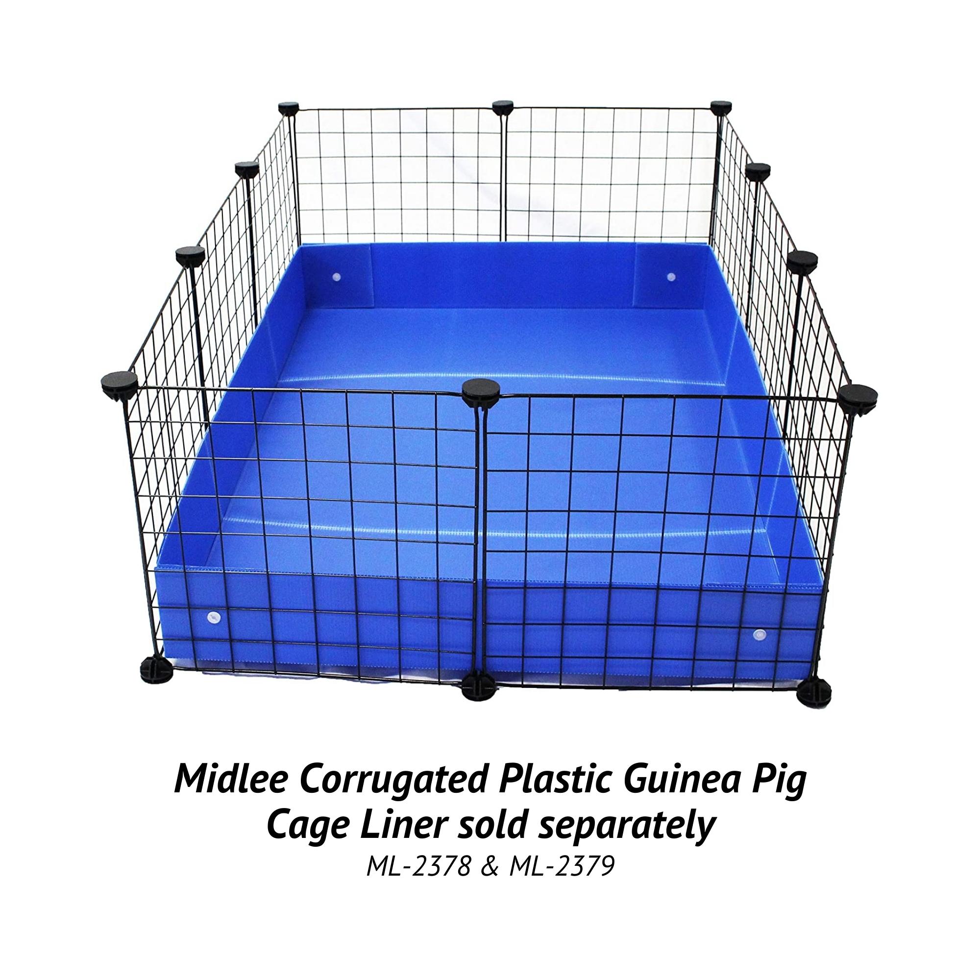Midlee Guinea Pig Cage Panels Set of 24 DIY Small Pet Enclosure Kit Customizable Portable 13.5" x 13.5" Metal Wire Panels with Plastic Connectors