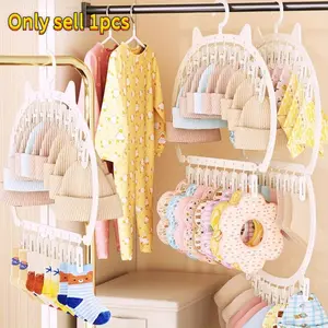 Versatile 2-Layer 18 clips plastic Clip Rack for Hats, Socks & More - Hat Organizer, Polished Finish, Ideal for Home & Dorm Storage