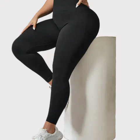 Solid Color Plus Size Women's Running Cycling Yoga Pants High Elastic Comfortable Tight Peach Hip Leggings for All Seasons