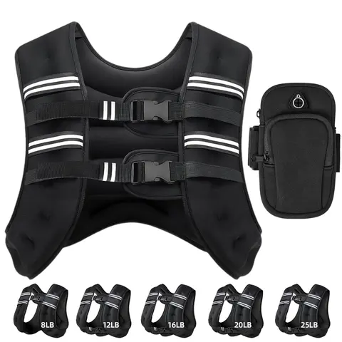 【DealsForYouDays】Weighted Rucking Vest for Men & Women, Adjustable 8lbs-25lbs Sports & Fitness Equipment, Detachable Phone Pouch, Strength Training Gear for Walk/Run/Gym, Workout Weighted Vest