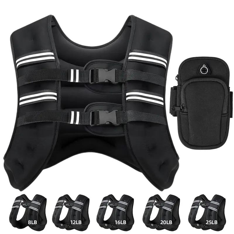 【DealsForYouDays】Weighted Rucking Vest for Men & Women, Adjustable 8lbs-25lbs Sports & Fitness Equipment, Detachable Phone Pouch, Strength Training Gear for Walk/Run/Gym, Workout Weighted Vest