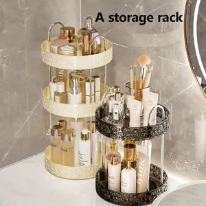 Rotating Storage Tray Organizer, Makeup Cosmetic Display Stand, Fruit Plate & Spice Rack, Multi-Functional Bathroom Organiser