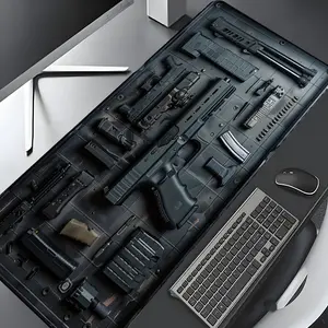 Gun Parts Disassembly Design Extra Large Gaming Mouse Pad, Classic Aesthetic Desktop Protector, Washable Rubber Pad Non-Slip Lock Edge Multi-Size Mouse Pad Suitable For Home Office,Good Gift for Family and friends, Gaming Mousepad