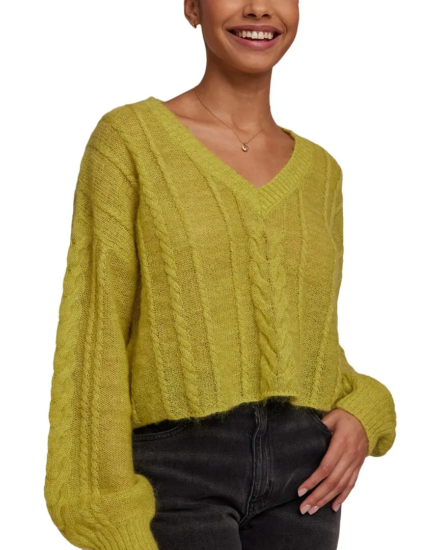 Bella Dahl V-Neck Cropped Mohair & Wool-Blend Sweater