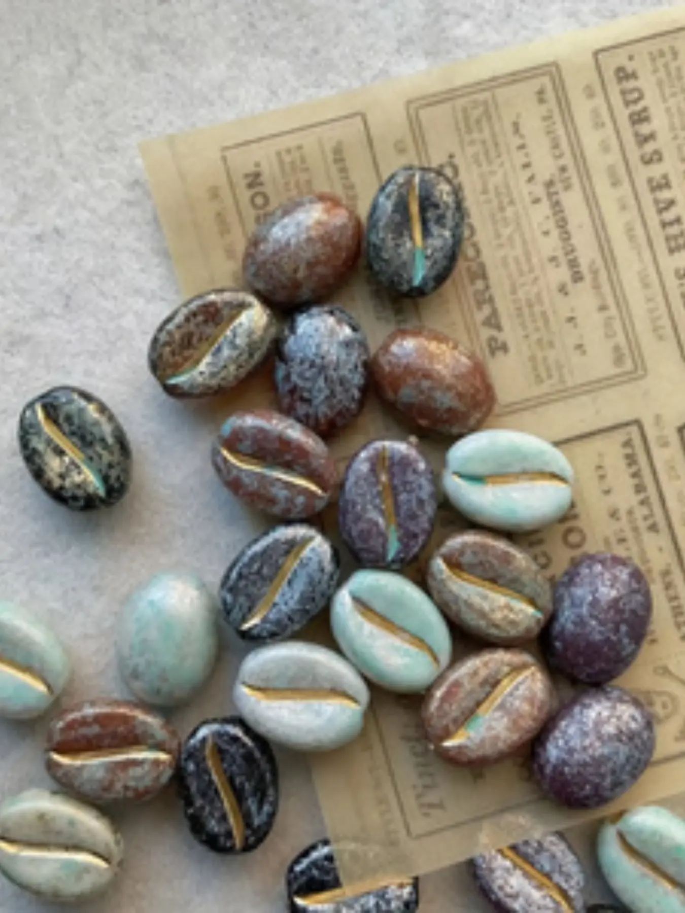 20pcs Mixed Color Acrylic Beads, 8x10mm Straight Hole Coffee Bean Style, DIY Jewelry Making Supplies for Rings, Bracelets, Earrings, Necklaces