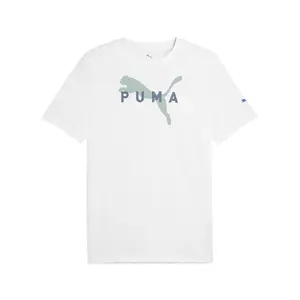 PUMA Mens Robust Logo Crew Neck Short Sleeve Casual Tops Casual - White