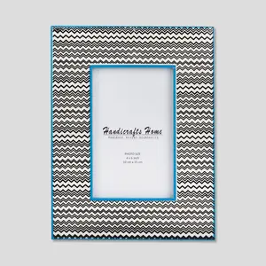Handicraft Home Handmade Rhythm Waves Picture Frame Resin Inlay Grey-4x6”