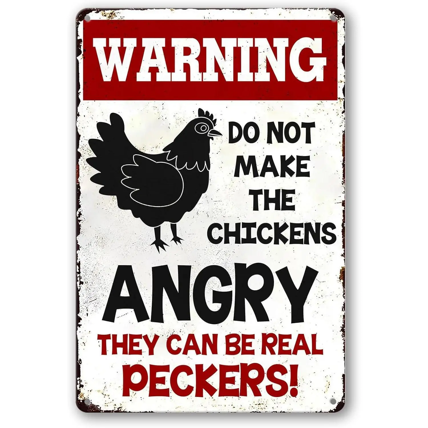 Chicken Coop Signs Warning Do Not Make The Chickens Angry Tin Sign Funny Outdoor Metal Sign Decor Decorationroom decortapestry gifts for boyfriendwall decor flags, Iron, Yard Sign
