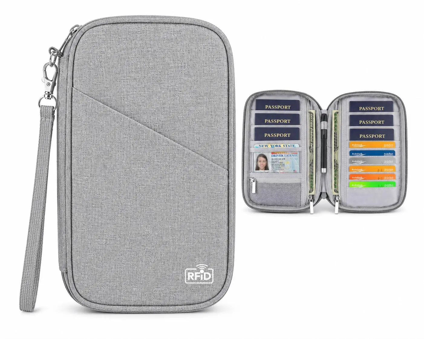 Passport Holder for Family Travel – Multi-Pocket Document Organizer Wallet with Zipper Closure, Portable Travel Case for Passports, Boarding Passes, Credit Cards & IDs, Vacation Essentials for Men & Women