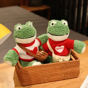 36cm Smiling Frog Plush Toy, Cute Animal Backpack Stuffed Animal, Soft PP Cotton Gift for Couples and Friends, Soft Cuddly Gift