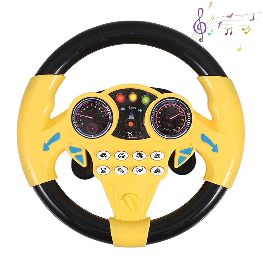 Steering Wheel Toy Car with Suction Base, Music Effect, Portable Simulated Driving, Interactive Play Fun, No Battery Included
