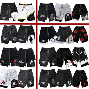 Anime-Style Sports Shorts for Men Two-Piece Double-Layer High-Quality Polyester Quick-Dry & Breathable 20 Versatile Styles Multi-Function