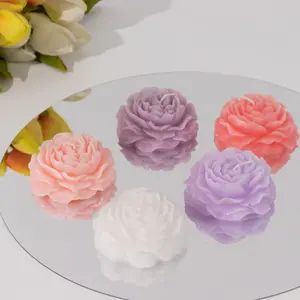 5-Pack Peony Flower Scented Candles 3" Decorative Floating Wax Design Assorted Colors - Party Favors with Gift Boxes & Ribbons