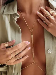 Minimalist Wheat Body Chain Summer Sexy Women's Necklace Fashion Charm Beach Accessory, Stylish and Elegant Jewelry for Summer