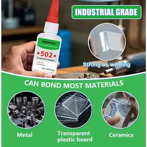 Treehouse 502 Strong Adhesive Glue, 10 Second Fast Cure Industrial Grade Super Bonding Glue, Free Dropper Included, for Wood & Ceramic