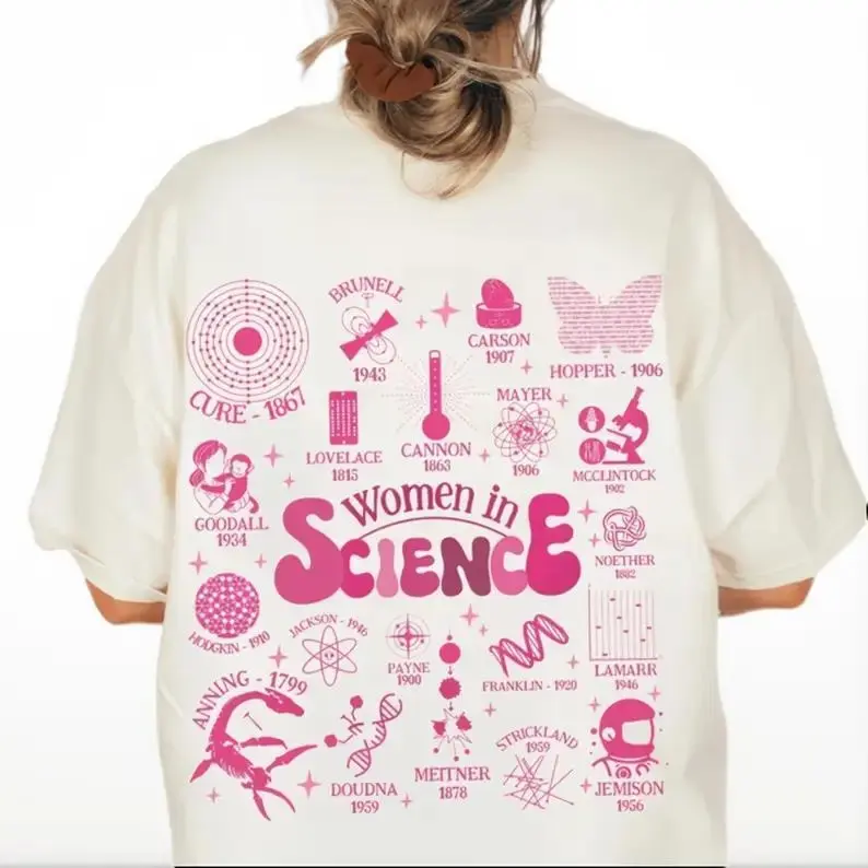 GENERIC Women's Retro Printed Polyester Fabric Solid T-Shirt - Gift for Science Teachers, Preppy Aesthetic, STEM PhD Gift