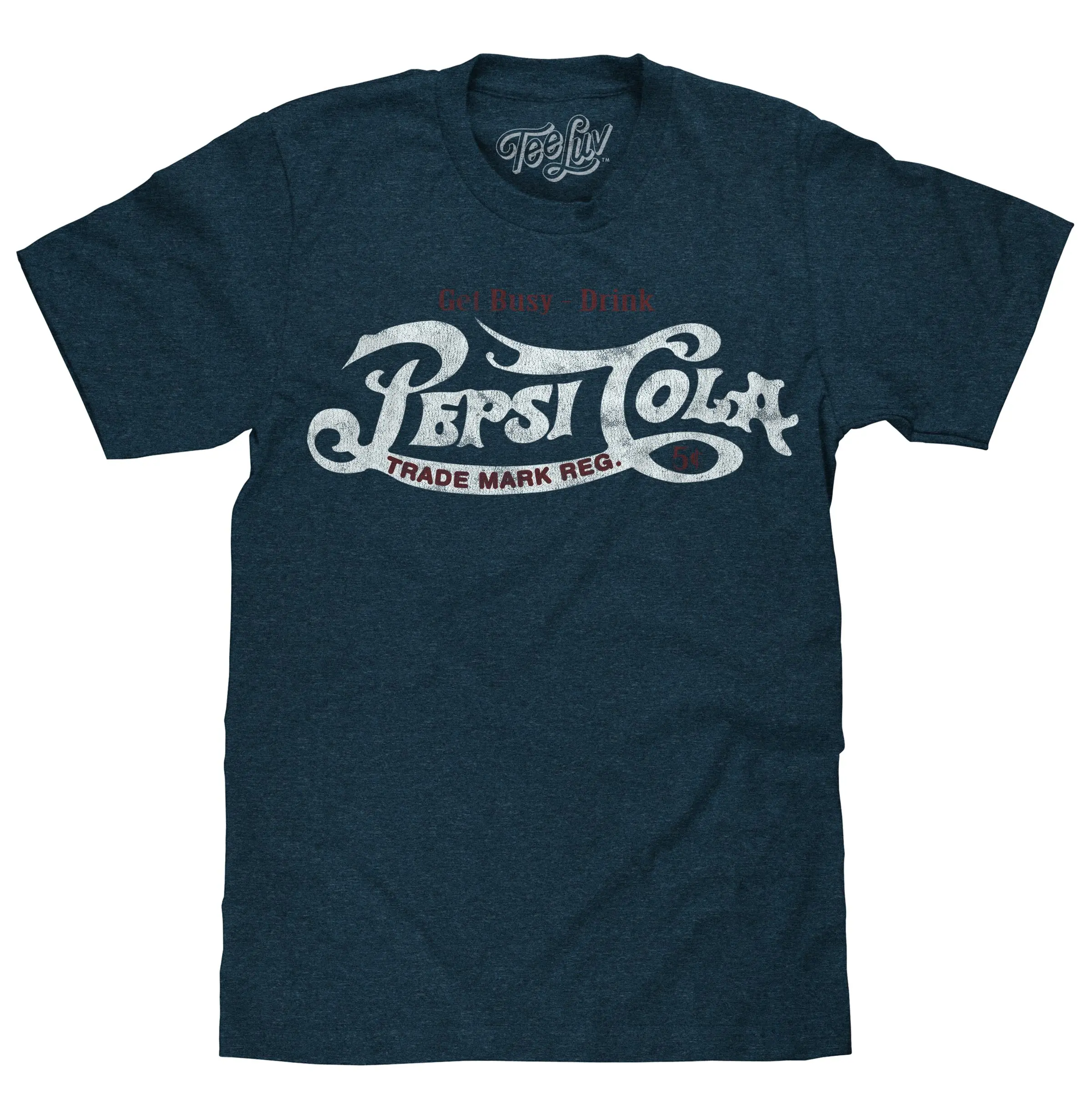 Get Busy, Drink Pepsi Cola Classic Logo T-Shirt - Navy graphic tee