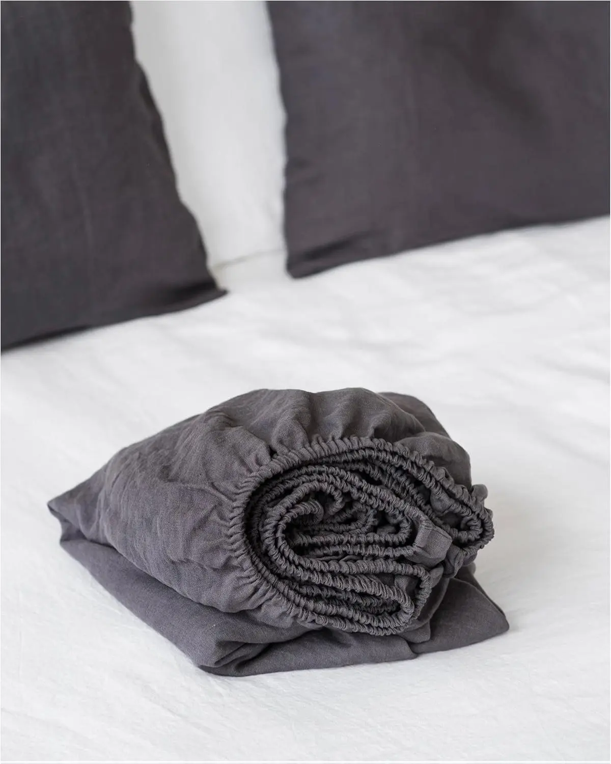 Magic Linen - Charcoal Gray Linen Fitted Sheet Twin Size, 100% Flax Linen Fitted Sheet Only, Breathable and Cooling Mattress Cover, Luxury Fitted Bed Sheet