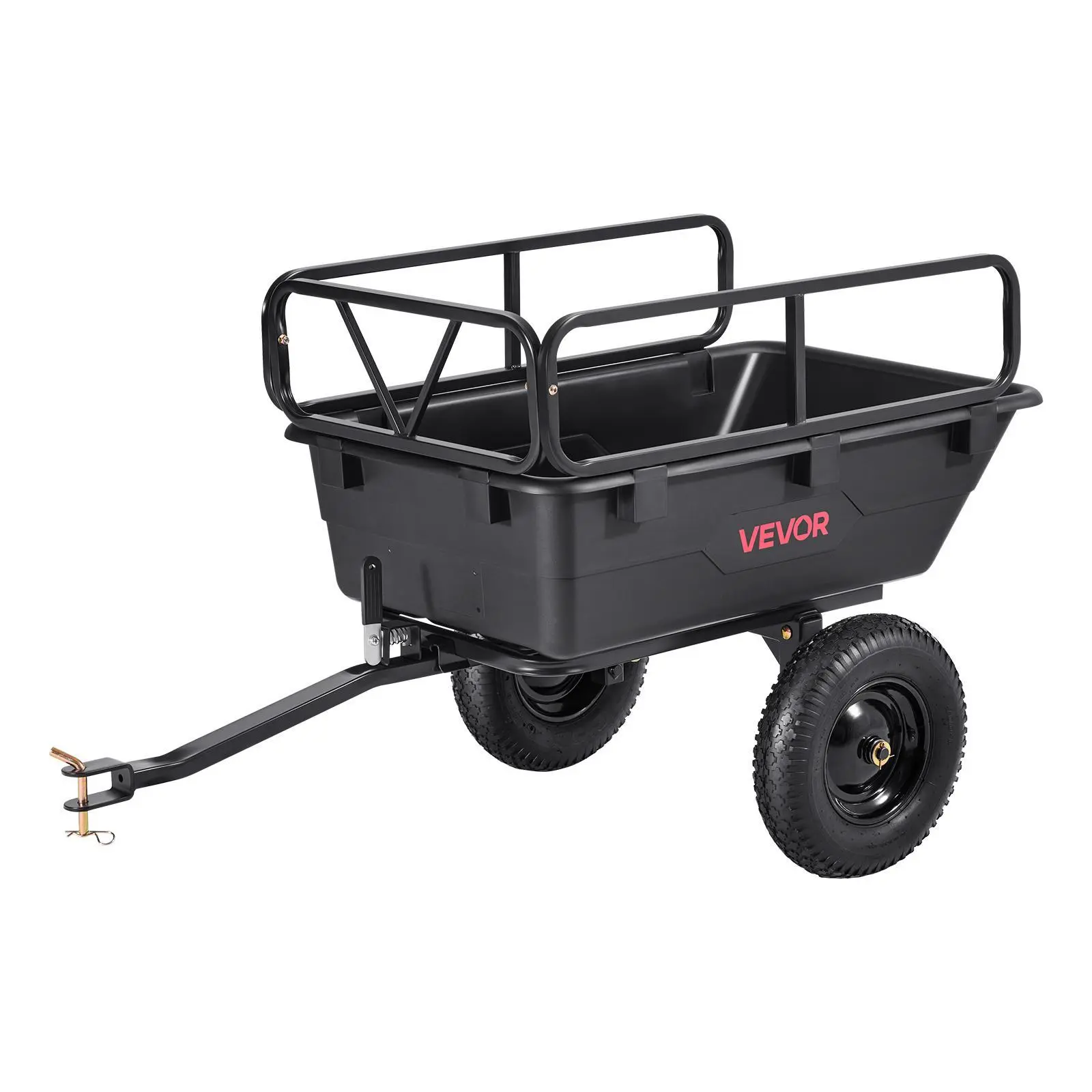 VEVOR Garden Utility Trailer, 10 Cu. Ft 500lbs, ATV UTV Hauling Trailer, Tow Behind Poly Dump Cart with 16" Tires, Hand Pull or Foot Pedal, Heavy Duty Yard Trailers for Lawn Mower Tractor Garden Waste#BackToSchool