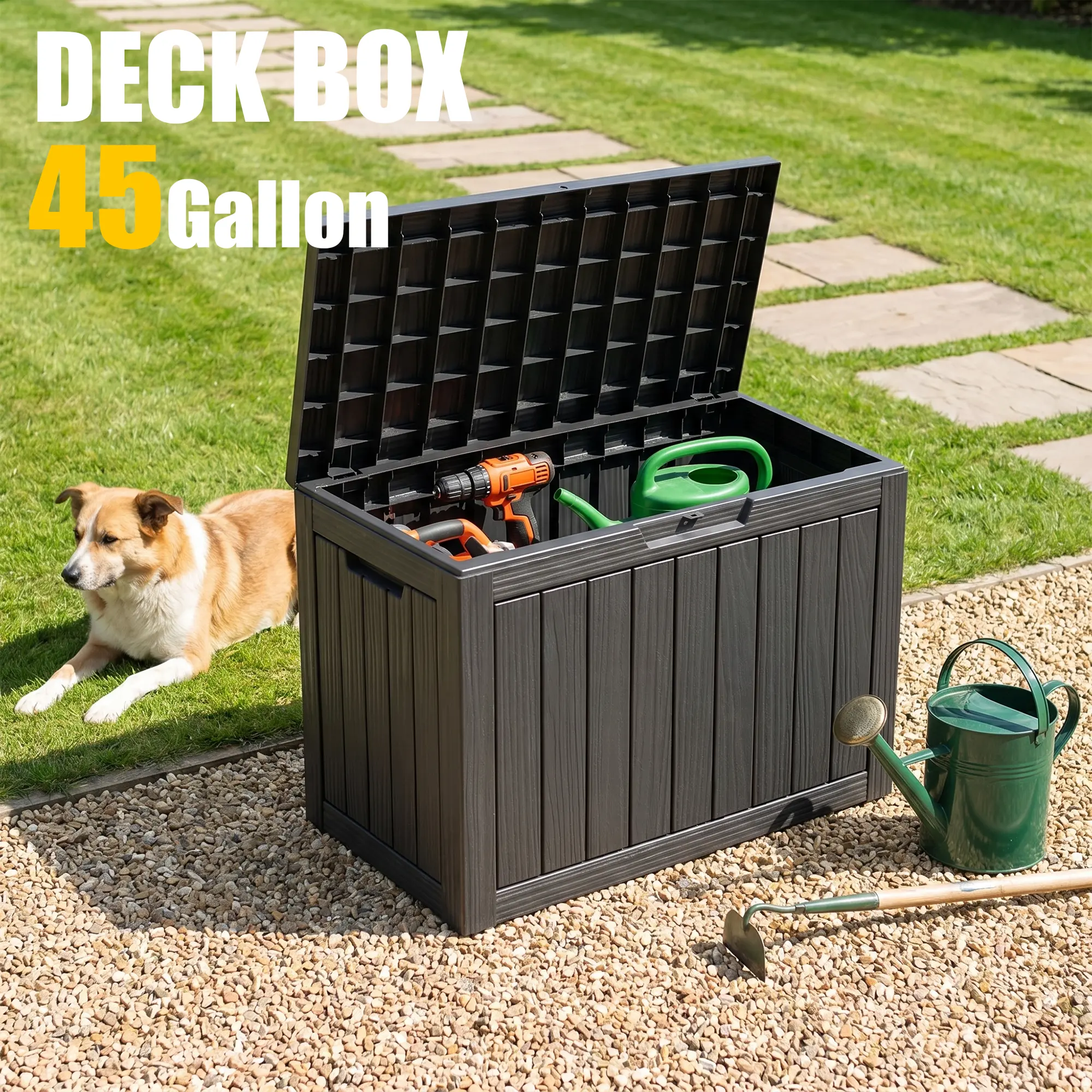 45 Gallon Outdoor Storage Organizer Waterproof UV-Resistant Lockable Lid Say Goodbye to Backyard Clutter Forever 45 Gallon Outdoor Storage Organizer Waterproof UV-Resistant Lockable Lid Say Goodbye to Backyard Clutter Forever